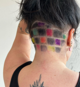 Colorful Chess Blocks by our Student Grace Miller for Holiday Hair Trends 2023